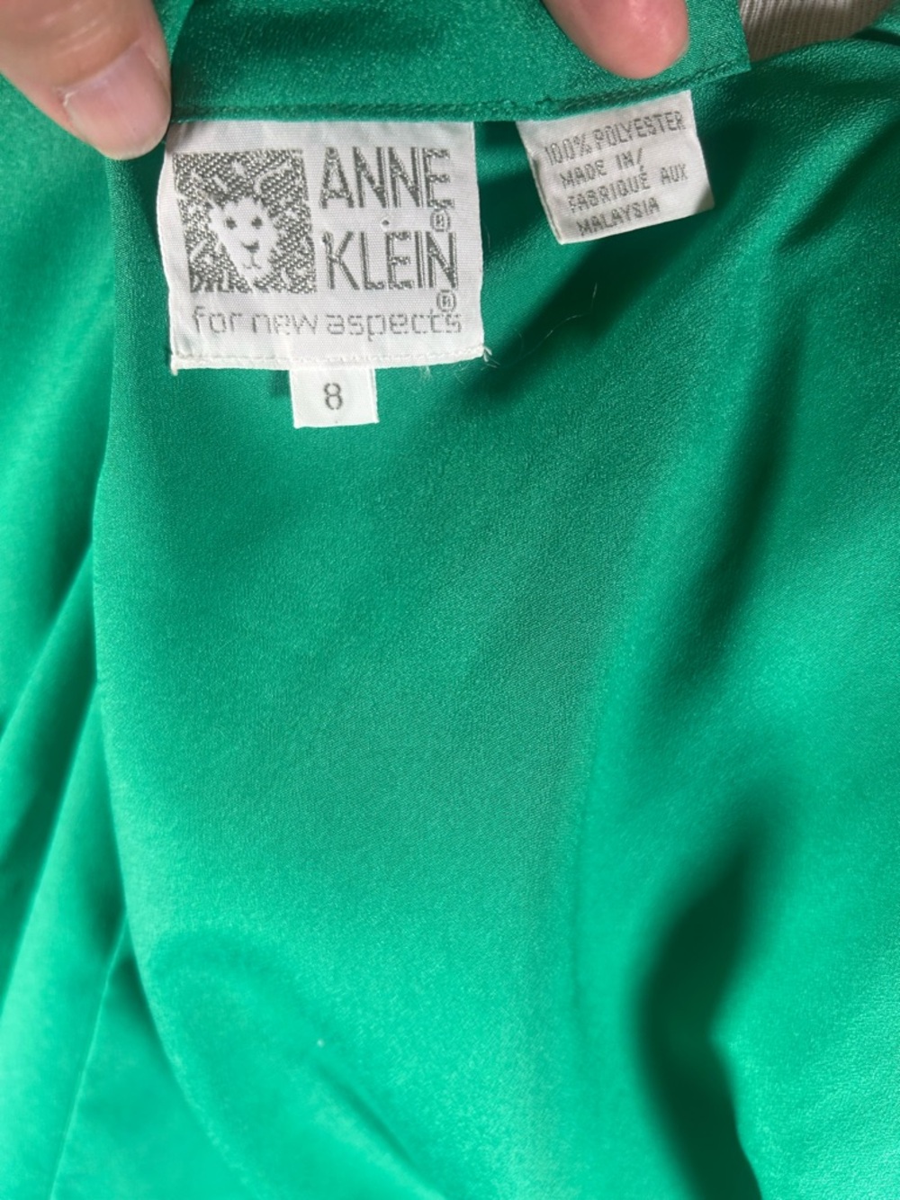 Vintage 80s Anne Klein II Emerald Green Draped Blouse - Picture 5 of 7